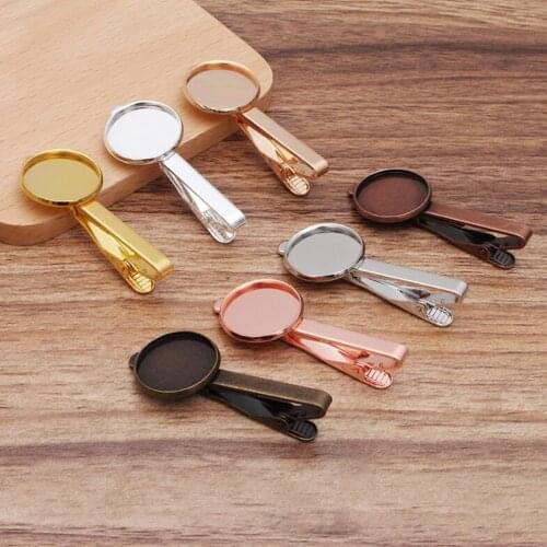 100pcs pure copper into round 16mm 18mm 20mm tray tie clips bezel blank cabochon base jewelry settings