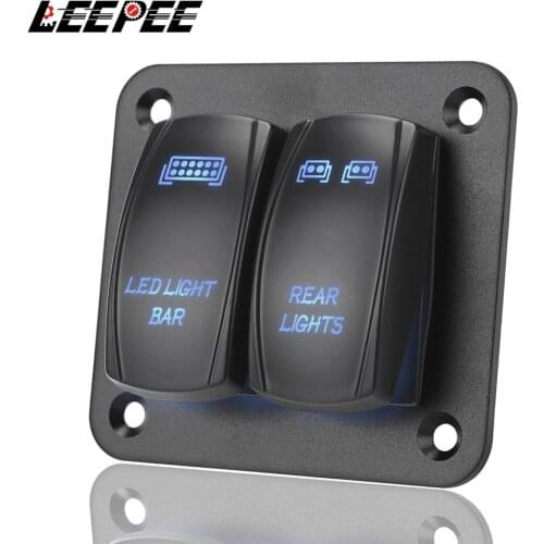 2 Gang Rocker Switch Panel With LED Light Wiring Harness Interior Parts 5 Pin ON/Off Toggle For Car ATV UTV Switch Control Panel