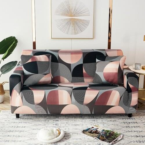 24 Colors Geometric Stretch Sofa Cover for Living Room Sectional Couch Cover Elastic Armchair Slipcovers LoveSeat 1/2/3 Seater