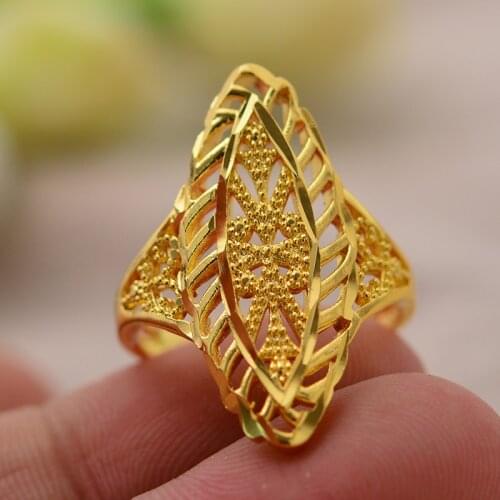 Annayoyo Unique romantic ring women Man Engagement wedding ring Gold Color female ring