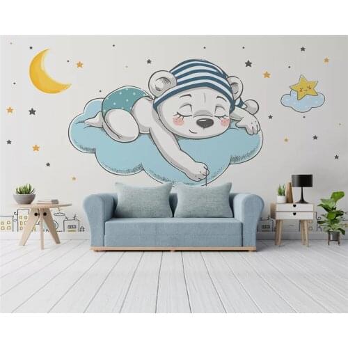 Beibehang Customized modern childrens classic beautiful little bear silky decorative painting wallpaper wall papers home decor