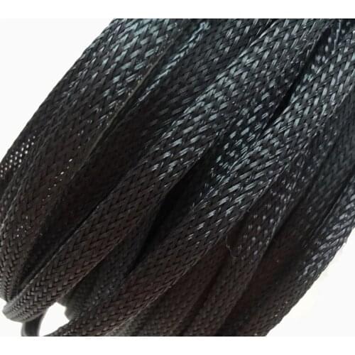 Free shiping High quality 10meters/lot Three wire encryption 30mm black expandable braided tube mesh woven PET braided tube