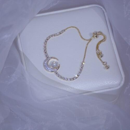 2021 New Arrival 14K Gold Plated Moon Charms Bracelets for Women Elegant Cubic Zircon CZ Star Bangle&bracelets