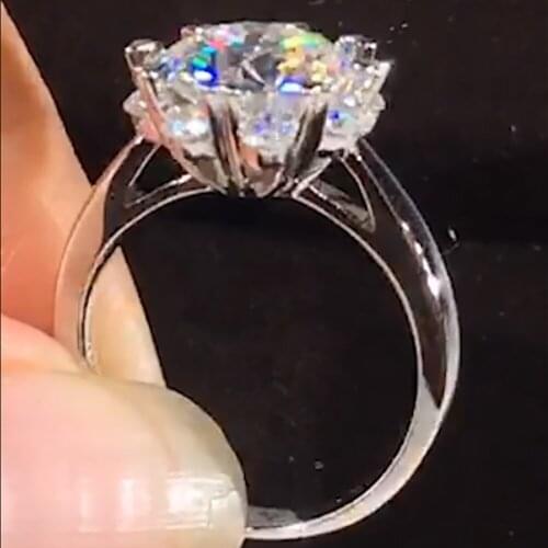 14K Au585 White Gold Women Ring Moissanite Diamonds 1 2 3 4 5 Carat Round Heart Wedding Party Engagement Anniversary Ring Trendy