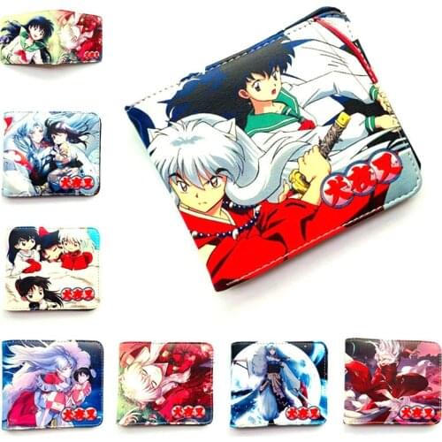 Cartoon Anime Inuyasha Higurashi Kagome Kikyo Wallet Fashion PU Leather Purse Cosplay Short Wallets Gift