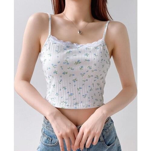 Ladies Crop Tops Women Chic Boho Camisole Summer Womens Tank Top Vest Fashion Sleeveless Strapless Flower Printed Bandage Tanks