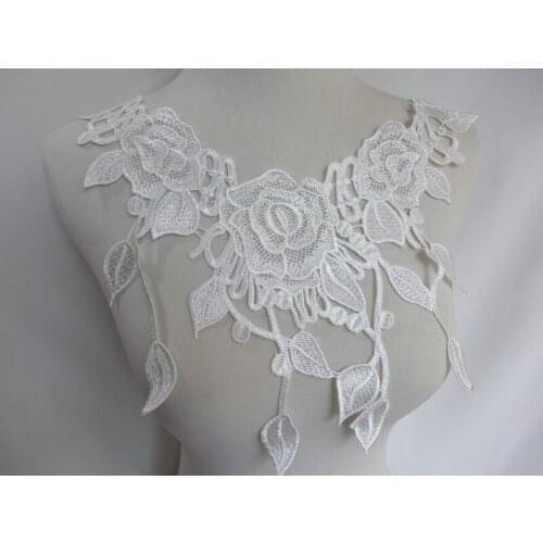 Hot Sale White&Black Rose Leaves Flower Collar Neck Lace Applique Sewing On Dress Fashion For Home Wedding Cloth Party Decor To