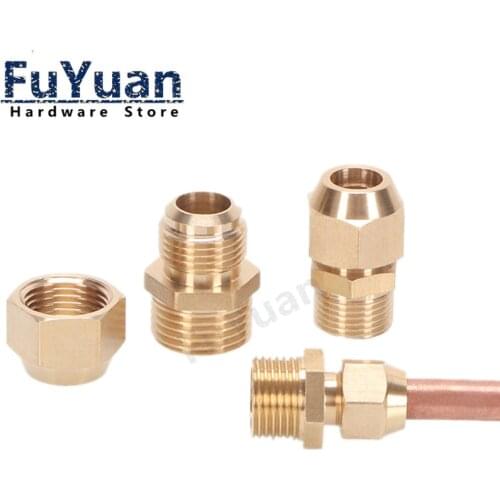 Copper Flaring Directly Connector 1/4" 3/8" 1/2" Male Thread to 6/8/10mm Pipe Brass Fitting Air Conditioning Extension Adapter