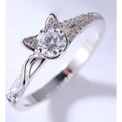 Fashion Rings For Cute Women Sweetheart Kitten Simply Cat Style Ring Girls Party Jewelry Gift