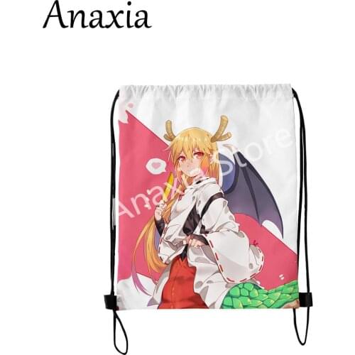 Kobayashi-san chi no maid dragon Merch Fashion Style Student Shoulder Storage Bag Drawstring Travel Beach Backpack Toys Shoes