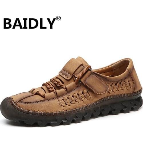 New Soft Leather Men Shoes Casual Split Leather Shoes Genuine Leather Men Loafers Comfort Walking Men Flats Hot Sale Moccasins