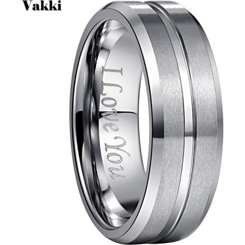 VAKKI Mens 8mm Tungsten Carbide Ring Blue & Black Matte Finish Beveled Edge Wedding Band Size 6 To14 Engagement Ring