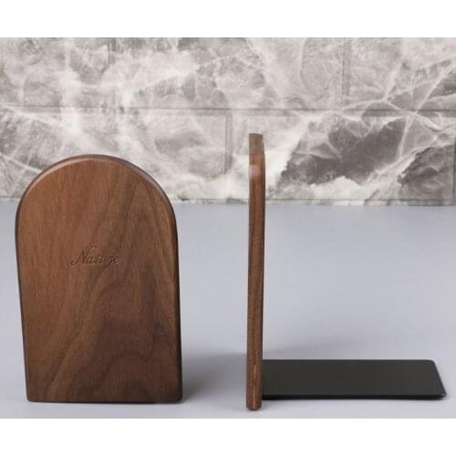 Walnut Wood Desktop Organizer Desktop Office Home Bookends Book Ends Stand Holder Shelf