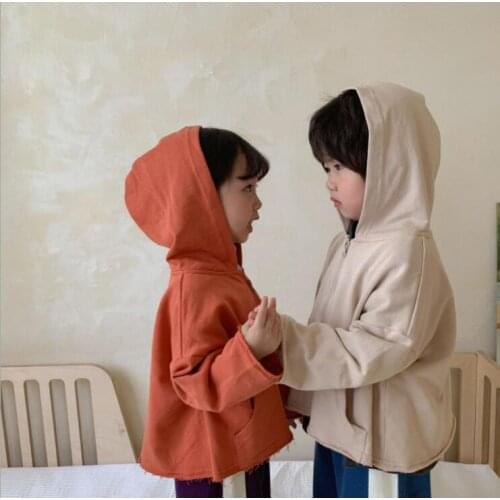 2021 new style girls boys cotton full sleeve hooded sweatshirt coat autumn kids jacket