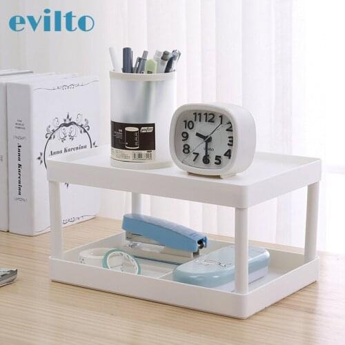 3/2 Layer Office Desktop Storage Rack Multifunctional Shelves Cosmetic Sundries Organizer Storage Plastic Stationary Container