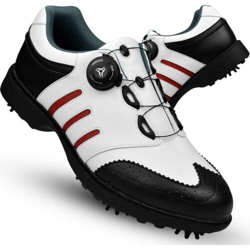 Pgm Men Soft Leather Golf Shoes Waterproof Nail Spikes Soft Sneakers Male Lace Up Professional Golf Trainers D0608