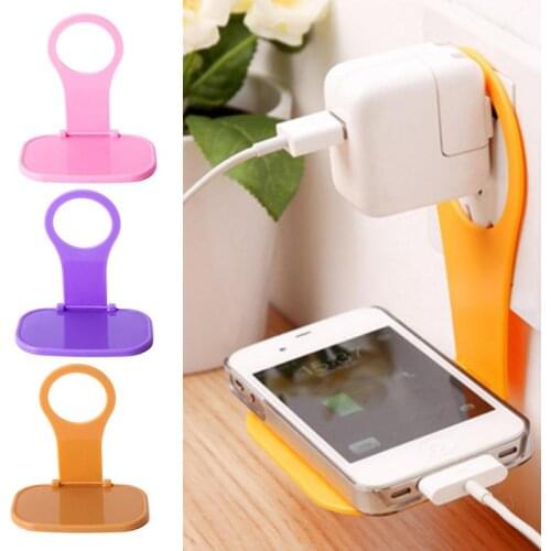 Portable Foldable Mobile Phone Charge Mount Holder Stand Monopod Stick Support Phone Hook Shelf Wall Phone Holde Random Color