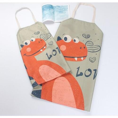 Cartoon Dinosaur Family Matching Outfit Adjustable Kitchen Apron Waterproof Cook Stuff Mommy Daughter Clothes