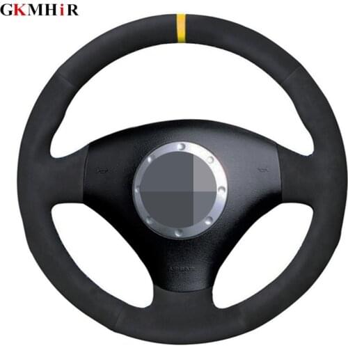 DIY Genuine Leather Suede Car Steering Wheel Cover For Audi A2 8Z A3 8L Sportback A4 B6 Avant A6 C5 A8 D2 TT 8N S4 S3 RS 6 RS 4