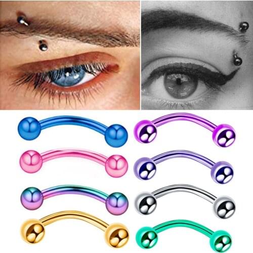 10PC Titanium Eyebrow Banana Piercings Curved Barbell Ring Lip Labret Tongue Piercings Daith Helix Earring Piercings Body Jewelr