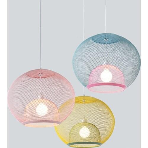 Nordic contracted style restaurant study living room color net double ball desk lamp, wrought iron chandelier