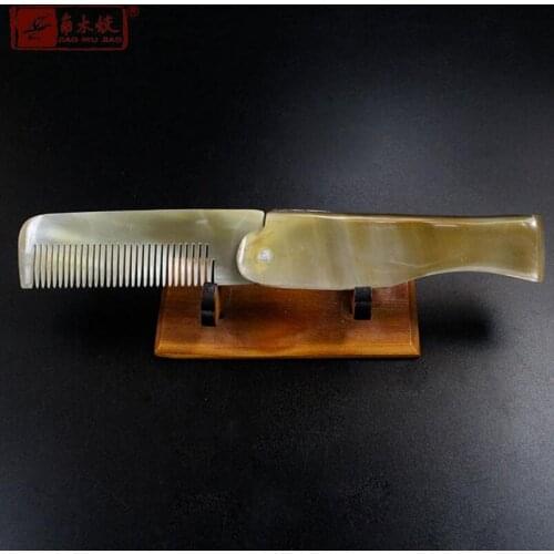 Foldable Horn comb Portable Folding Comb Anti-Static Hairbrush Handmade Natural Ox Horn Combs 200pcs