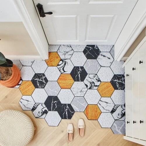 Modern Simplicity Hexagonal Geometry Cuttable PVC Floor Mat Household Hallway Entrance Mat Carpet Non-slip Washable Door Mat