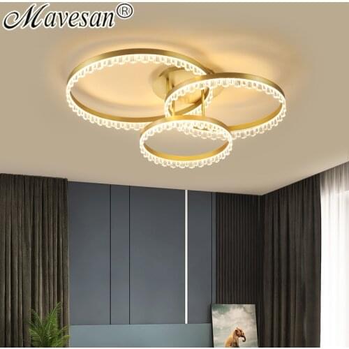 Gold Rings LED Chandelier For Kitchen Foyer Dining Room Livng Room Villa Bedroom Restaurant Coffee Hall Office Indoor Home Lamps