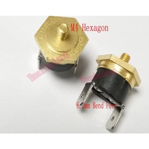 5PCS/Lot KSD301 Temperature Switch Thermostat Sensor M4 Hexagon-copper-head 10A/250V Normally-Close 45-150