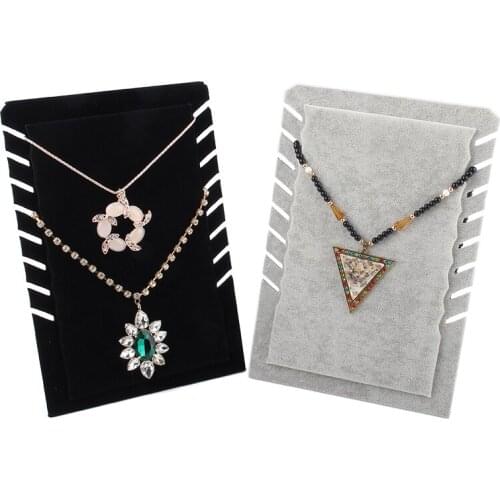TONVIC Wholesale 2Pcs Gray/Black Ice Velvet Necklace Chain Display Stand Holder Board For 8 Pcs