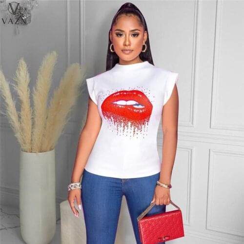 VAZN 2021 Hot Popular Sweet Overalls Sexy Fresh Clear Young Daily Nature Fashion Round Neck Short Sleeve Women Regular Tees