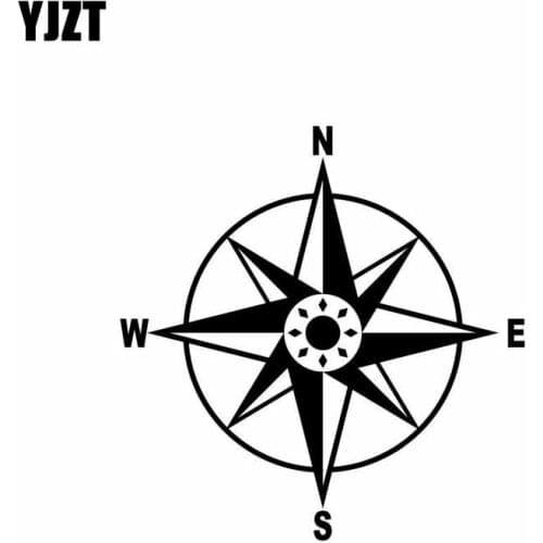 YJZT 12.5CM*12.5CM COMPASS Vinyl Decal Personality Car Sticker Black/Silver C10-01800