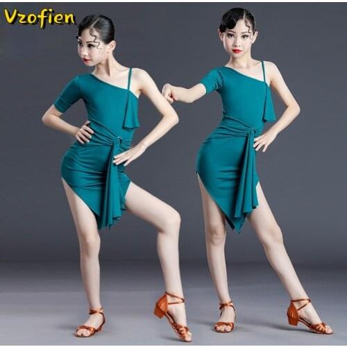 Mordern Ballroom Dancing Dresses for Kids Sexy Latin Competition Evening Party Salsa Tango Skirt Rumba Costumes Wear Clothes