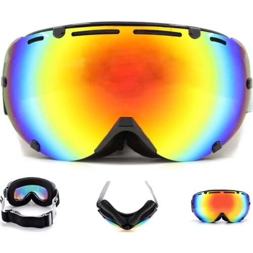 Womens ski goggles mens water anti-fog dust-proof UV400 snowboard glasses black frame double lens
