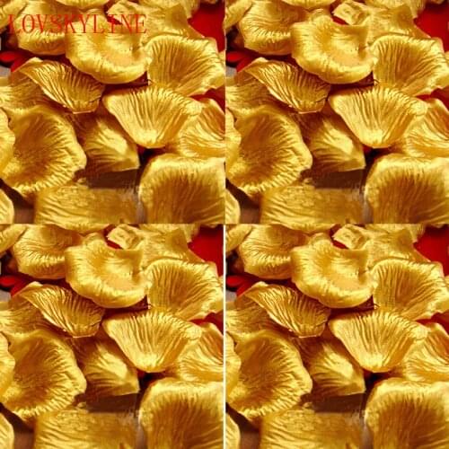 Golden Color Artificial Silk Rose Petals Wedding Party Decorations Aisle Runners Flower Girl Tossing Table FL003 wedding petal