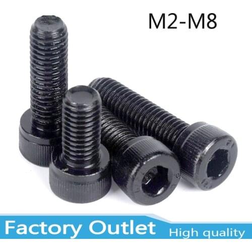 10/50pcs M2 M2.5 M3 M4 M5 M6 M8 Black grade 12.9 steel DIN912 All Full Thread Hexagon Hex Socket Cap Allen Head Screw Bolt