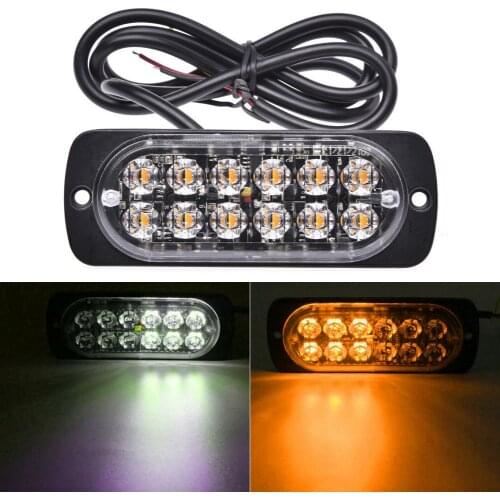 10X Emergency Strobe Warning Light Amber 12 LED Side Flashing Beacon Emergency Hazard Lamp Tow Truck Trailer Pickup 12-24V Car