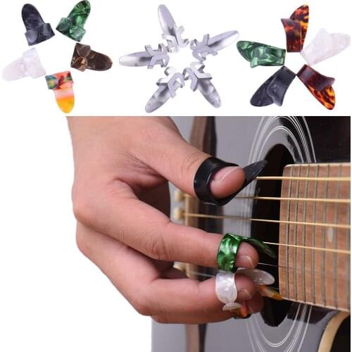 15pcs Stainless Steel Celluloid Thumb Pick Finger Guitar Picks Plectrum 15 Grid Case Storage Box Guitar Ukulele Instrument
