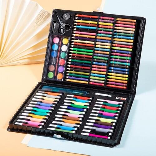150Pcs Kids Stationery Gift Drawing Painting Tool Set School Educational Supplies Deluxe Art Set for Children Boy Girl DU55