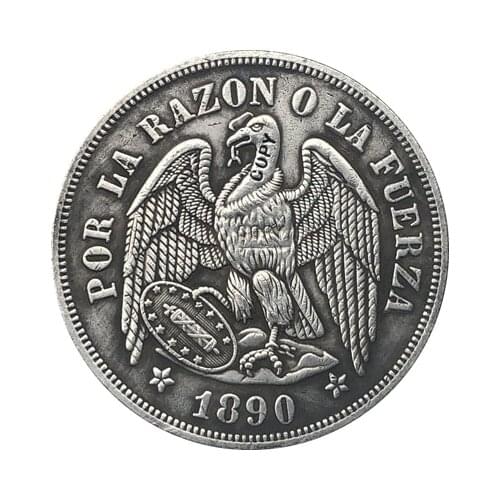 1890 Chile 1 Peso coins 37MM