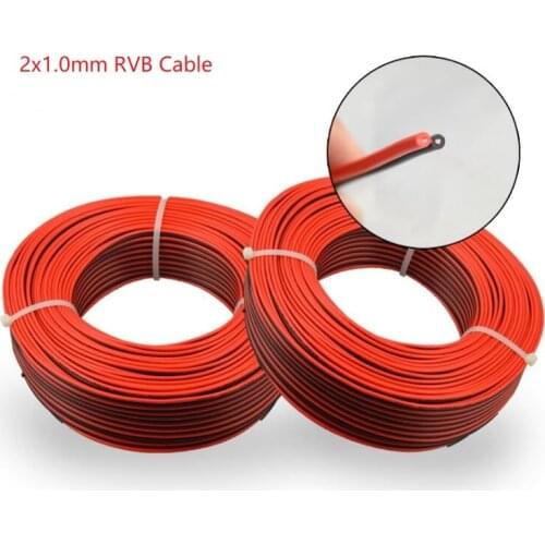 2 core 1.0mm RVB flexible cable black/red pvc electric wire for audio speaker led lighting extension cord