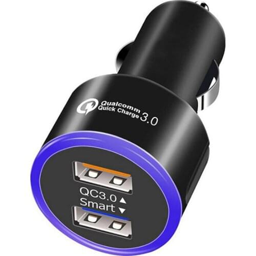 3.0 Car Charger Dual Port Car Charger Fast Charge Car USB Charger Cigarette Lighter Car Charge