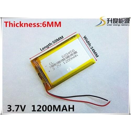 3.7V,1200mAH,[603450] PLIB; polymer lithium ion / Li-ion battery for GPS,mp3,mp4,mp5,dvd,bluetooth,model toy