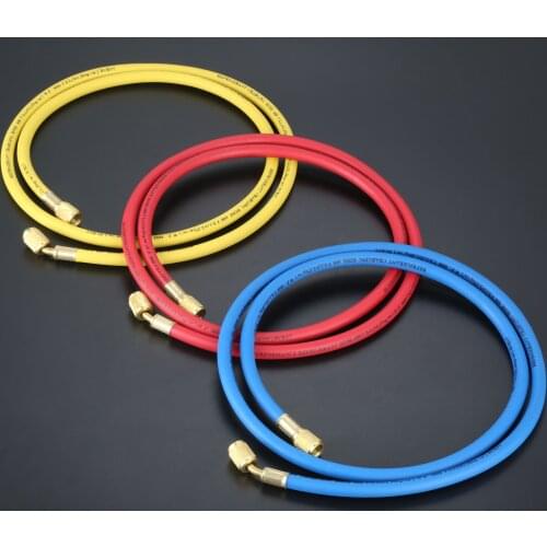 3Pcs R134A AC Charging Applicable Refrigerant Hose Rubber Tube Brass Connector 1/4" SAE Male and Female for Car Air Conditioning