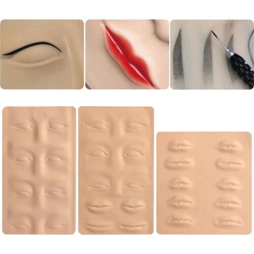 3D Silicone Permanent Makeup Tattoo Training Practice Fake Skin Blank Eye Lips for Microblading Tattoo Machine Beginner