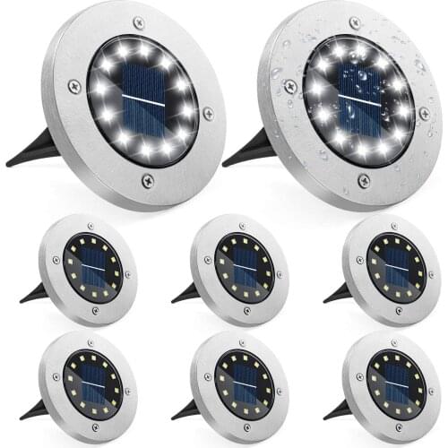 4pcs Solar Garden Lights 12/16/20LED Solar Power Ground Light Waterproof Outdoor Underground Landscape Lighting for Lawn Pathway