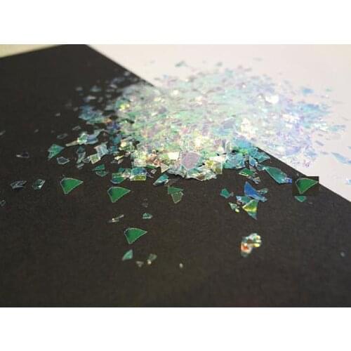50G/Bag Iridescent Flakes, Mylar Flakes, Cellophane Shards, Crushed Holographic Rainbow Chunky Mirror Glitter flakes for nail