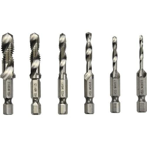6pc/set Hand Tap Hex Shank HSS Screw Spiral Point Thread Metric Plug Drill Bits M3 M4 M5 M6 M8 M10 Hand Tools Hot