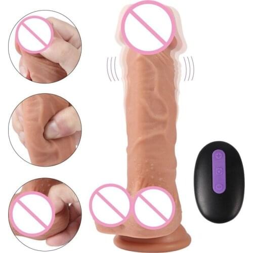 Wireless remote control vibration Soft silicone dildo Realistic huge penis Female masturbator Adult sex toy