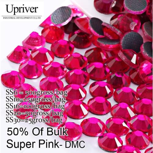 Bulk Packing Shiny Stones Flatback Best Quality SS6 SS10 SS16 SS20 SS30 Super Pink Hotfix Rhinestones